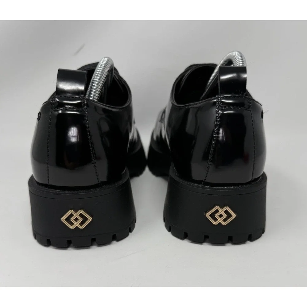 Patent Leather Chunky Oxford Women's Black Platform Lace-Up Asos Design Shoes 10